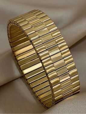 Gold Stretch Metal Watch Band Bracelet - Gold